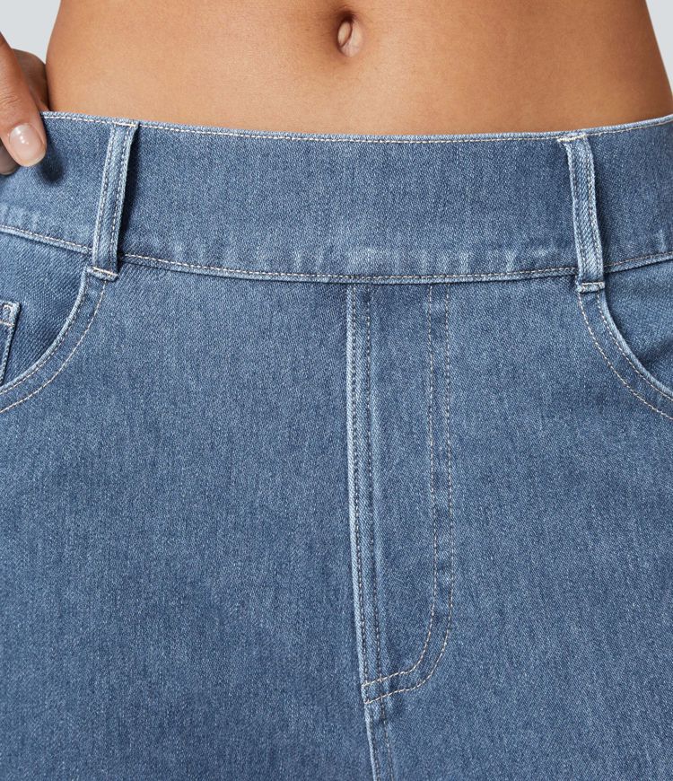 Jeans Halara Flex™ Denim oficina elástico pierna cilíndrica múltiple bolsillo tiro medio