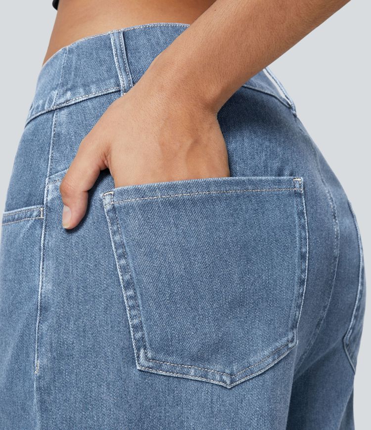 Jeans Halara Flex™ Denim oficina elástico pierna cilíndrica múltiple bolsillo tiro medio