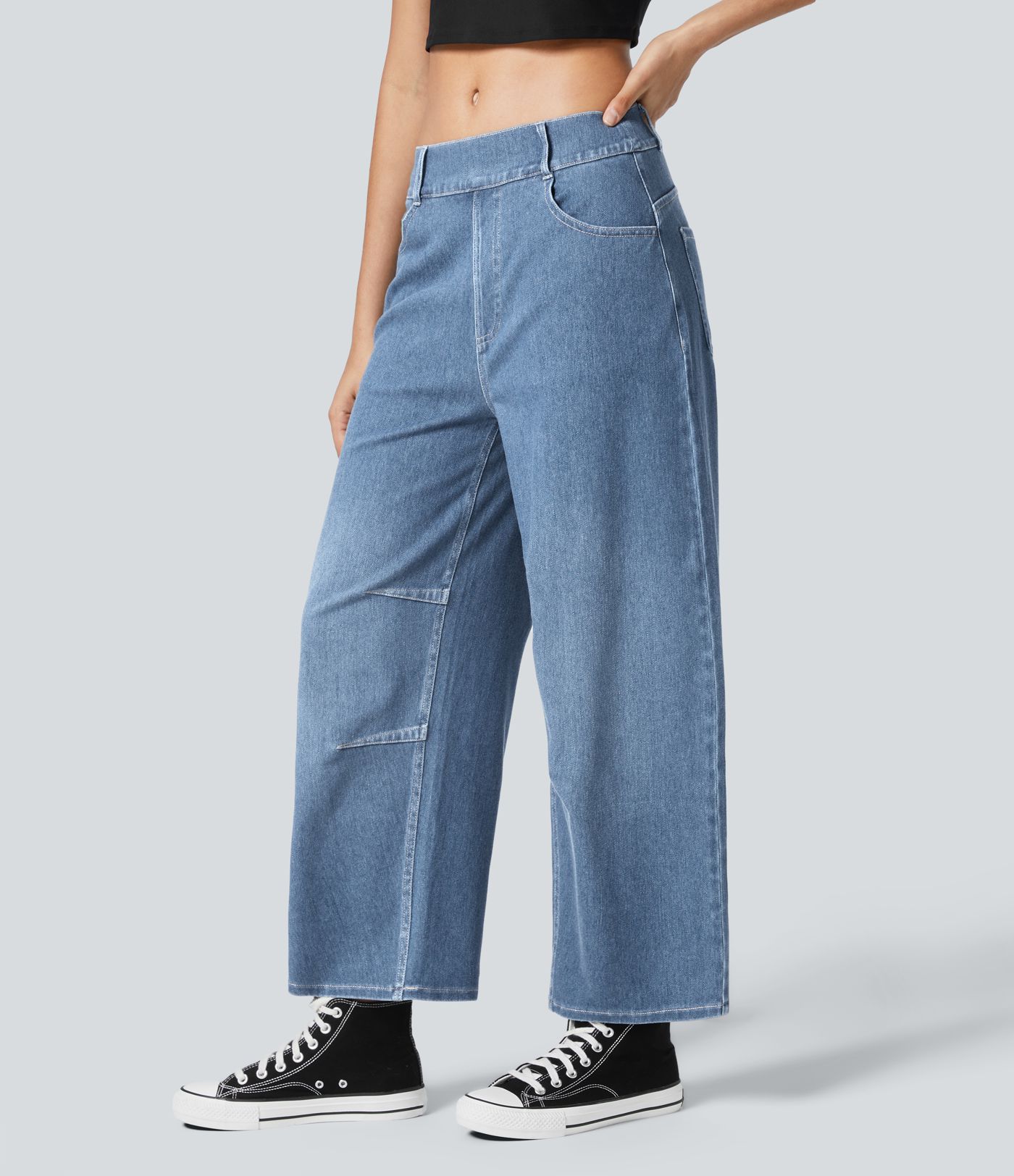 Halara Flex™ Mid Rise Pockets Barrel Leg Work Jeans