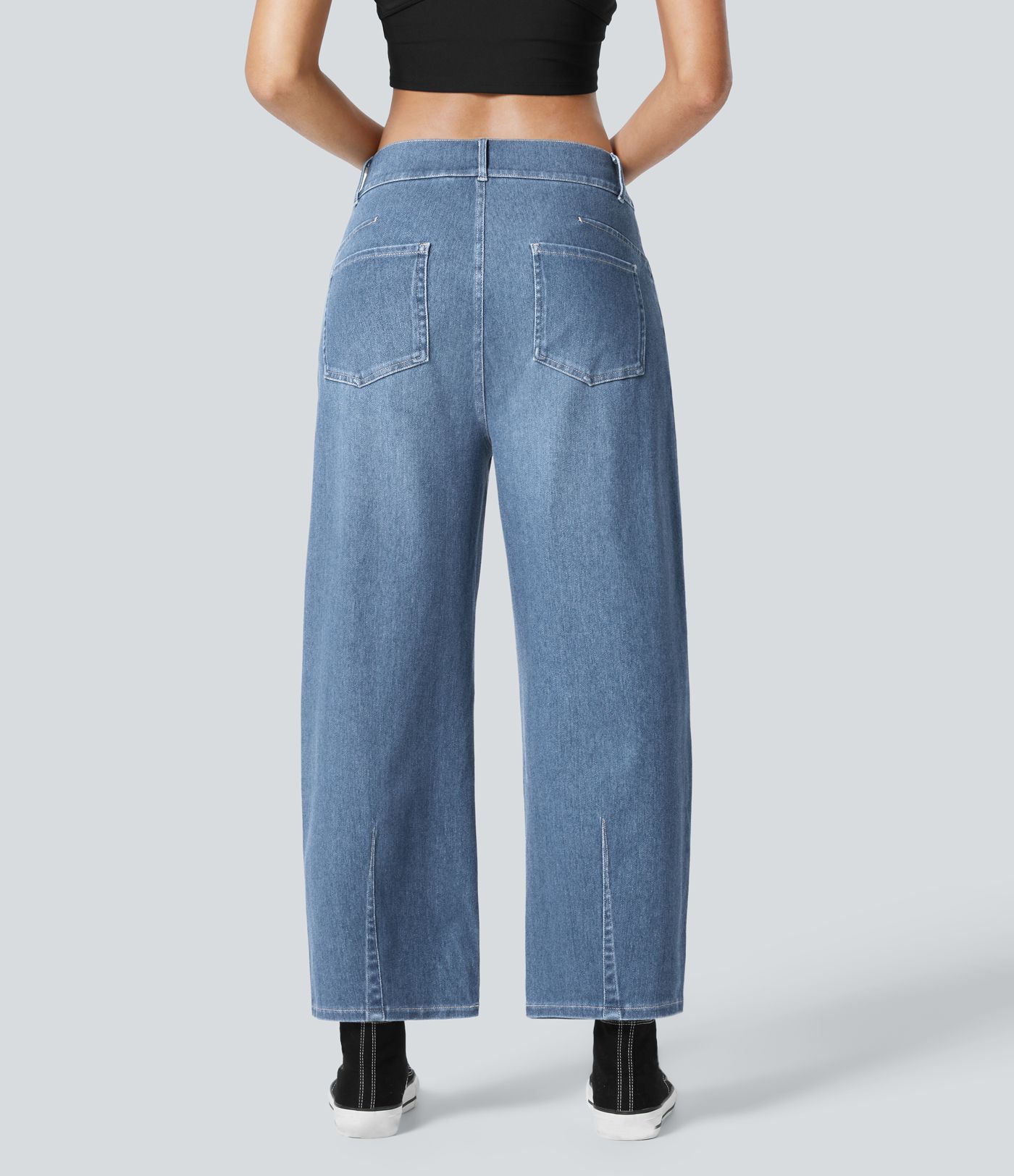 Halara Flex™ Mid Rise Pockets Barrel Leg Work Jeans