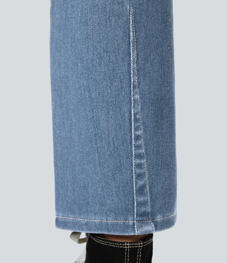 Jeans Halara Flex™ Denim oficina elástico pierna cilíndrica múltiple bolsillo tiro medio