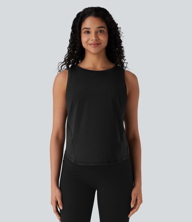 Workout-Tanktop mit V-förmigem Saum - schnelltrocknend, beidseitig tragbar