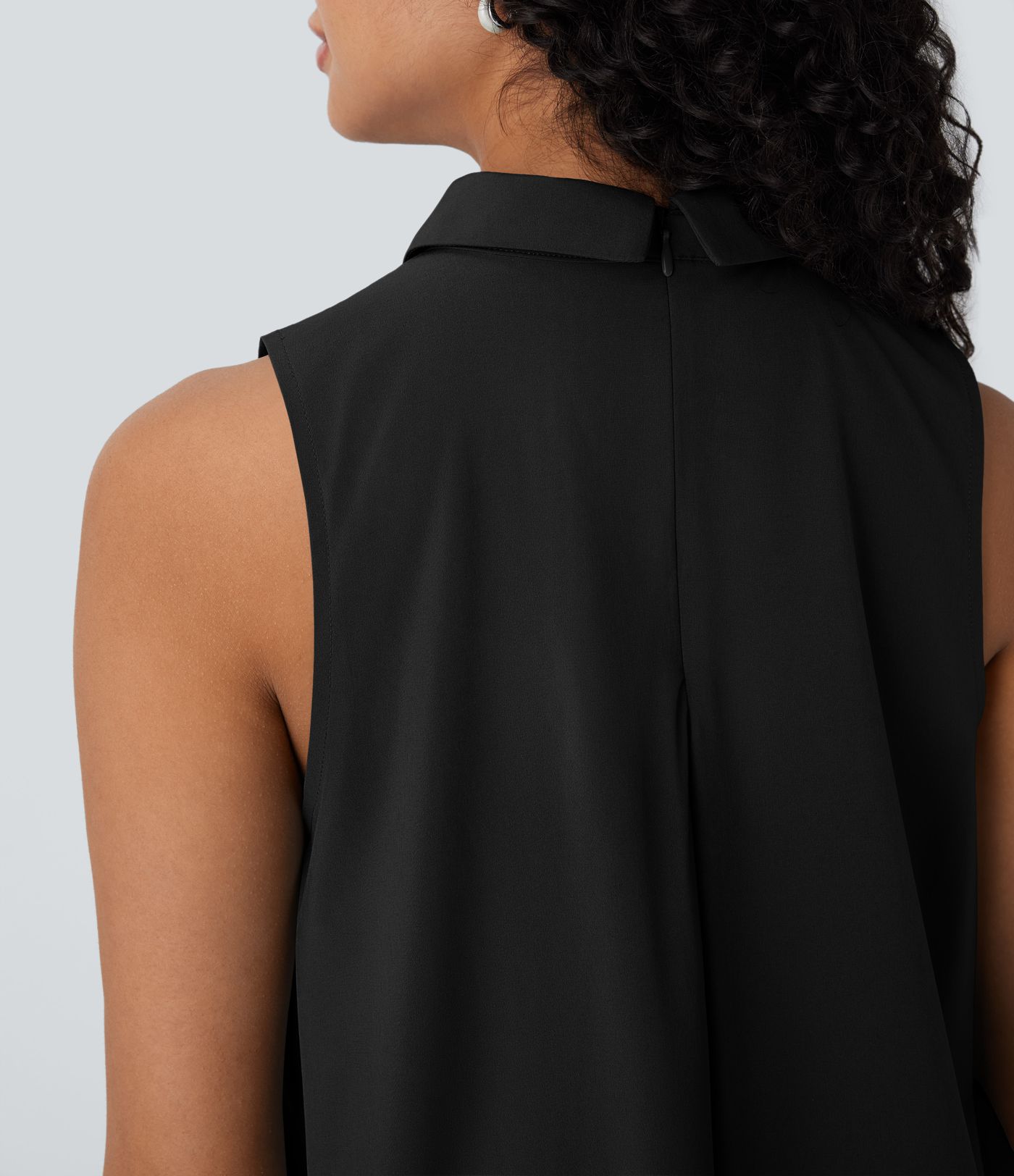 Breezeful™ - Fließende, ärmellose Bluse mit Kragen, Knopfleiste und unsichtbarem Reißverschluss - schnelltrocknend