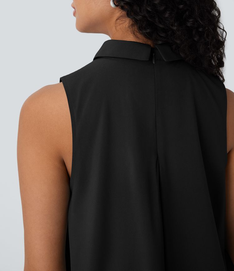 Breezeful™ - Fließende, ärmellose Bluse mit Kragen, Knopfleiste und unsichtbarem Reißverschluss - schnelltrocknend