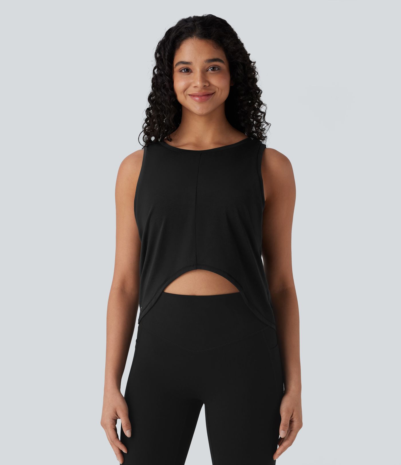 Front and Back Wearable V Shaped Hem Quick Dry Workout Tank Top