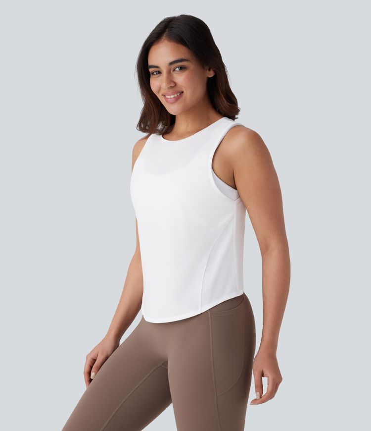 Front and Back Wearable V Shaped Hem Quick Dry Workout Tank Vest Top