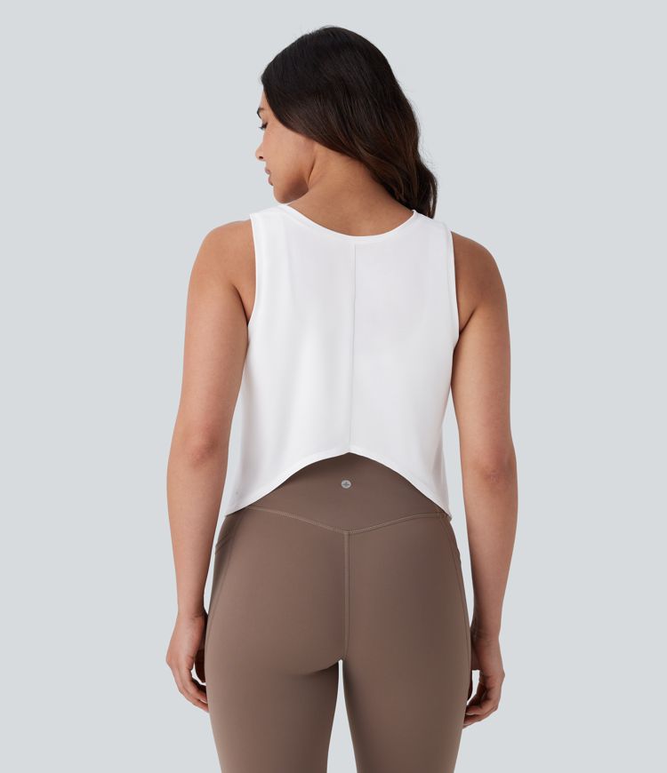 Front and Back Wearable V Shaped Hem Quick Dry Workout Tank Vest Top