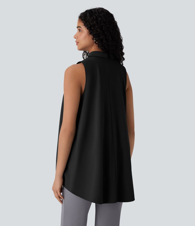 Breezeful™ - Fließende, ärmellose Bluse mit Kragen, Knopfleiste und unsichtbarem Reißverschluss - schnelltrocknend
