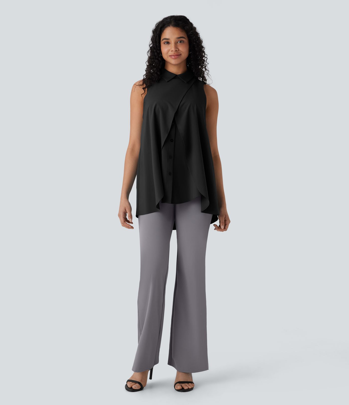 Breezeful™ - Fließende, ärmellose Bluse mit Kragen, Knopfleiste und unsichtbarem Reißverschluss - schnelltrocknend