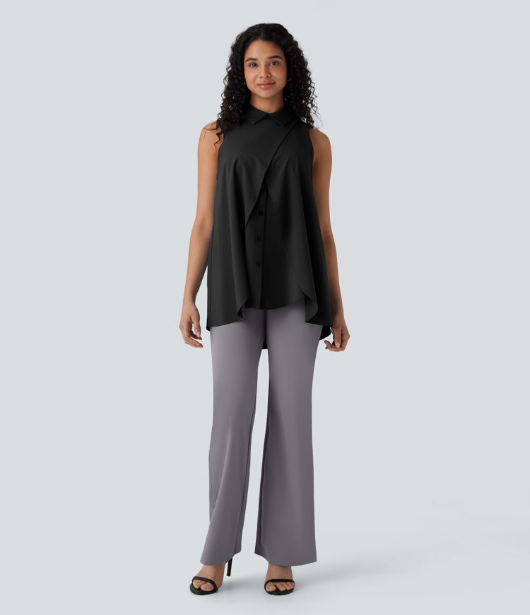 Breezeful™ - Fließende, ärmellose Bluse mit Kragen, Knopfleiste und unsichtbarem Reißverschluss - schnelltrocknend