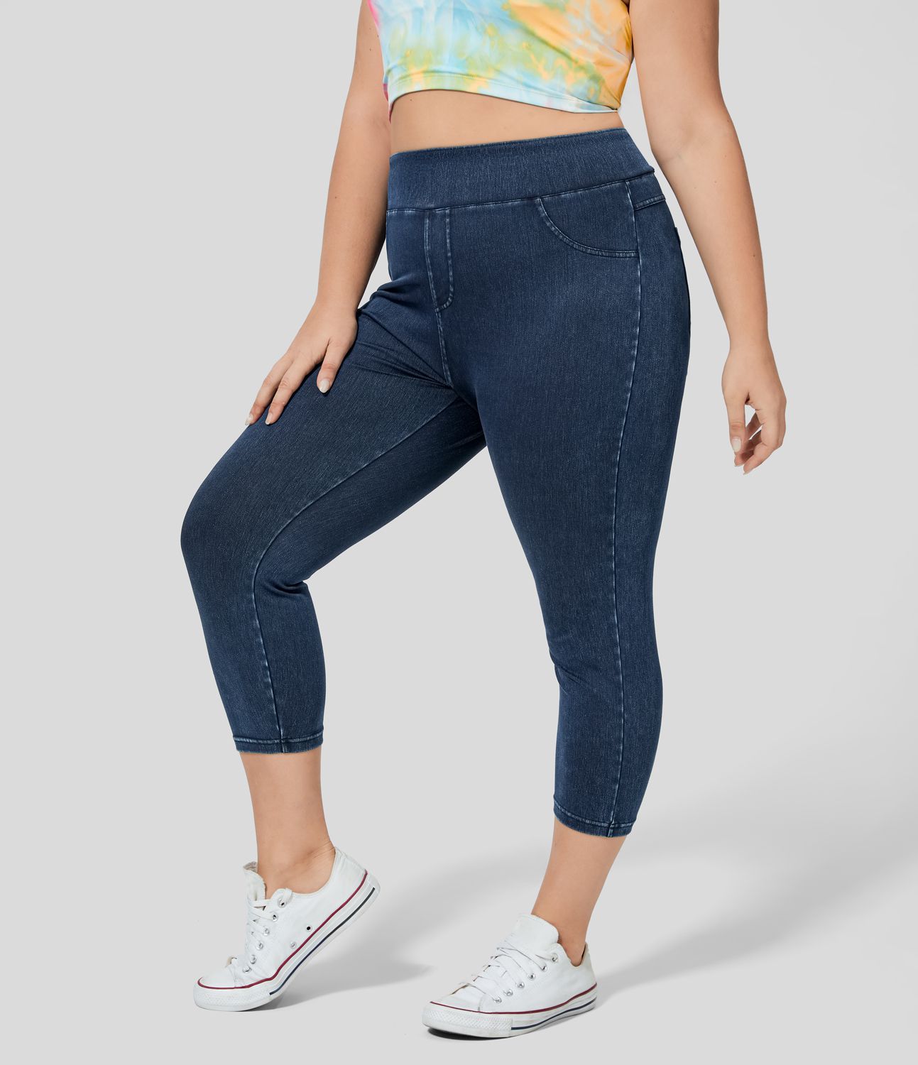 Halara Flex™ Leggings décontractés taille haute en tricot extensible avec poche latérale arrière et grande taille