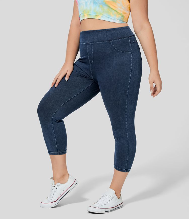 Halara Flex™ Leggings décontractés taille haute en tricot extensible avec poche latérale arrière et grande taille