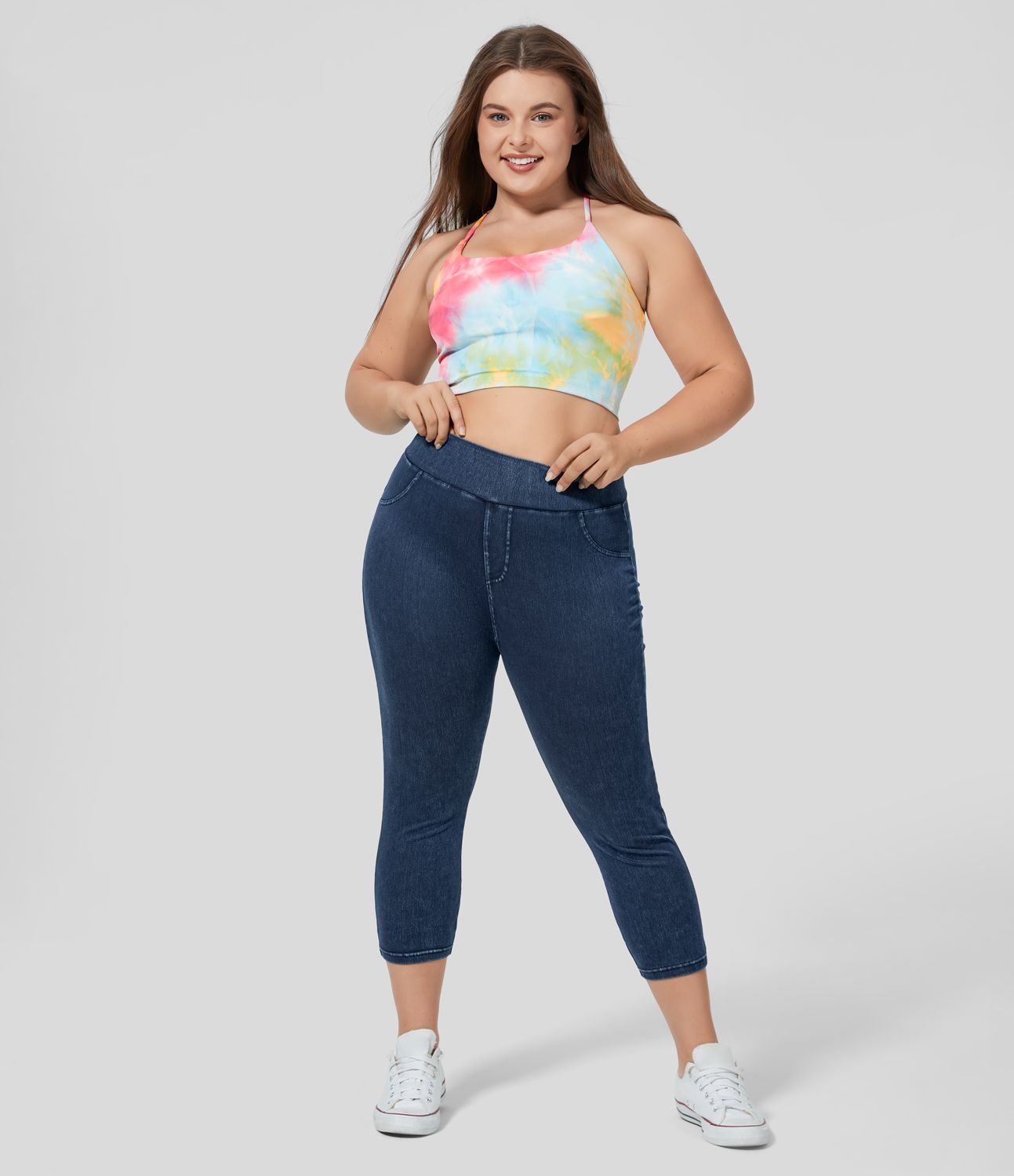 Halara Flex™ Leggings décontractés taille haute en tricot extensible avec poche latérale arrière et grande taille