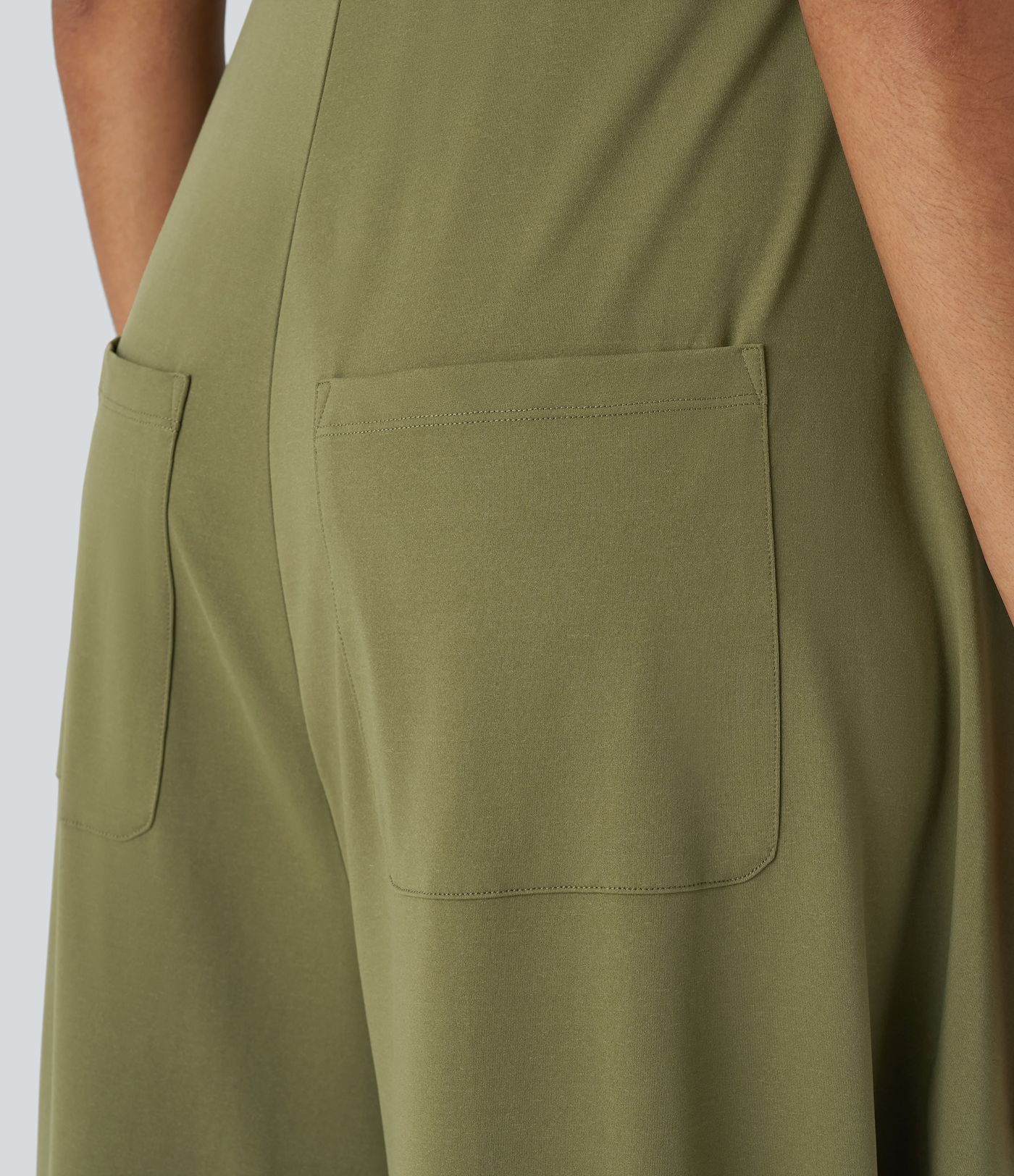 Backless Adjustable Strap Multiple Pockets Draped Wide Leg Casual Jumpsuit