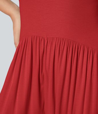 Ribbed Tube Backless Side Pocket Casual Jumpsuit