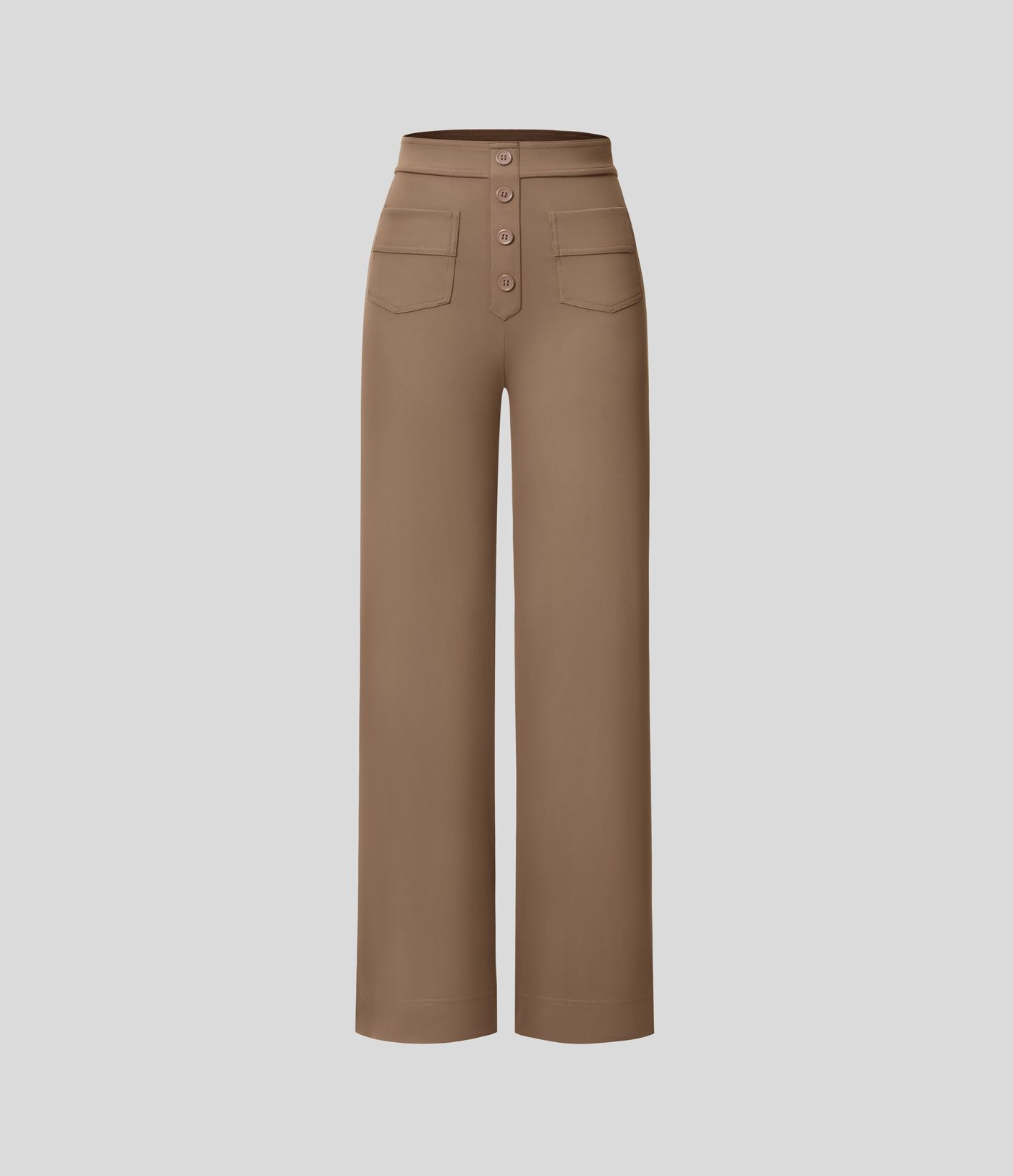 Pantalones pierna recta múltiple bolsillo botón tiro alto