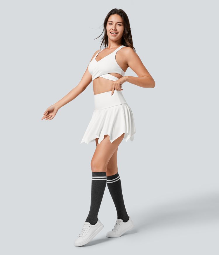 High Waisted 2-in-1 Pocket Hanky Hem Micro Mini Dance Skirt