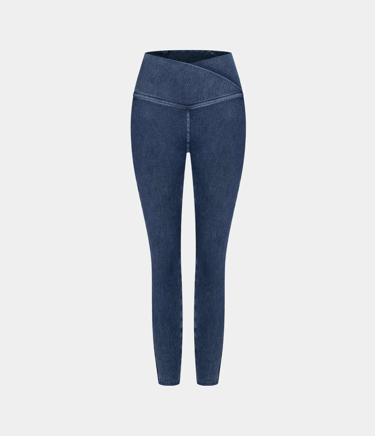 Halara Flex™ Jeans Crossover-Leggings aus elastischem Strick-Denim mit Seitentaschen