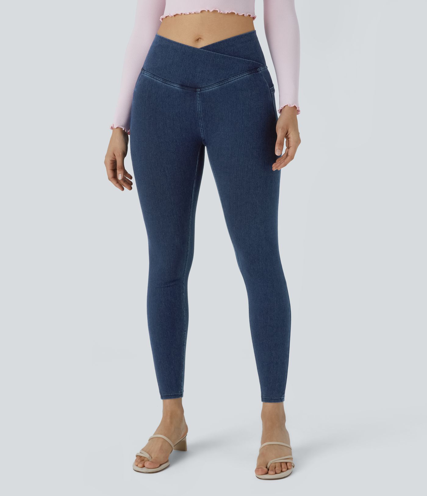 Halara Flex™ Crossover Pocket Washed Denim Work Leggings