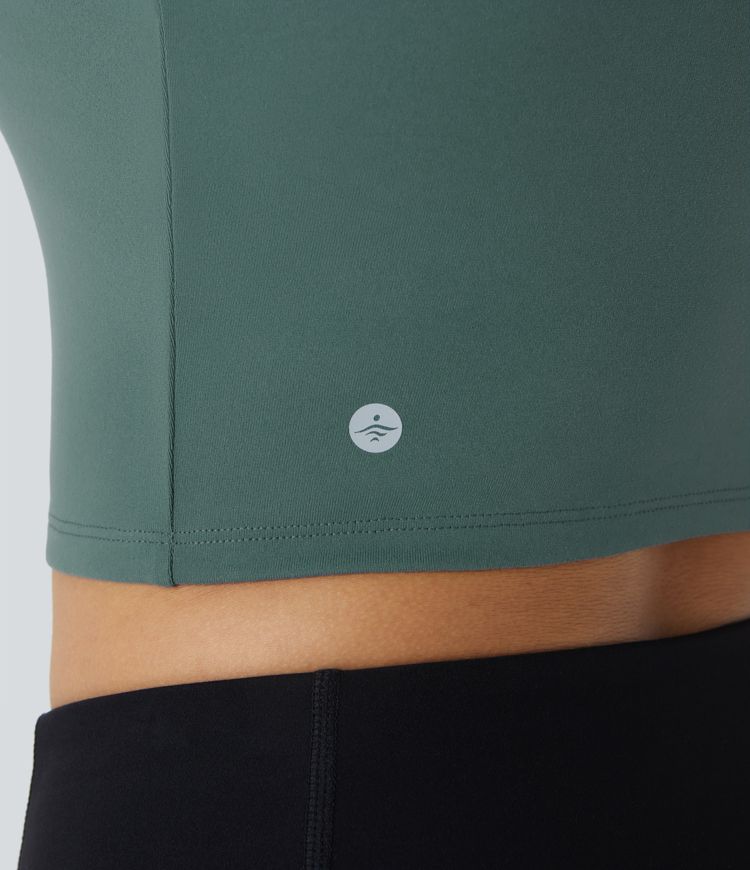 Basic Padded Workout Cropped Tank Vest Top