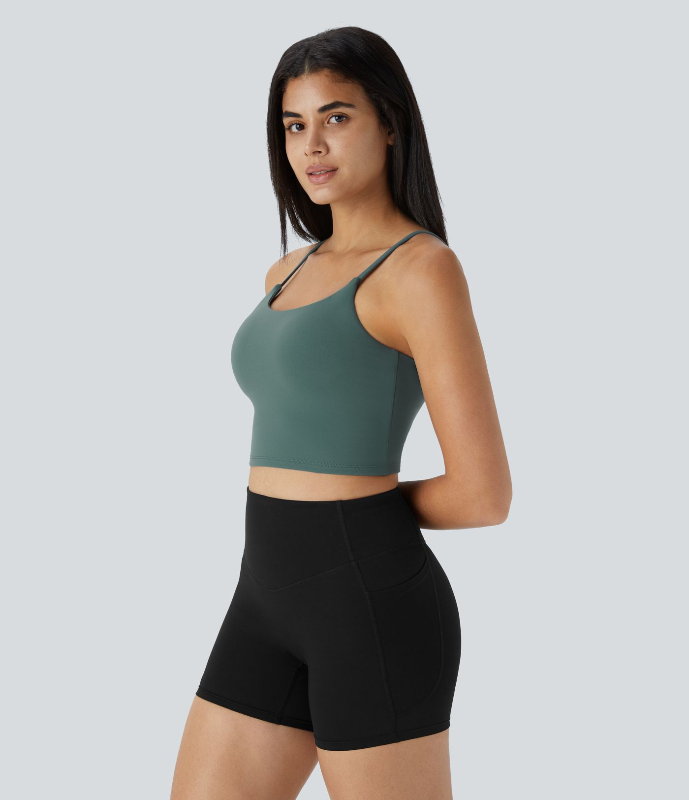 Basic Padded Workout Cropped Tank Vest Top