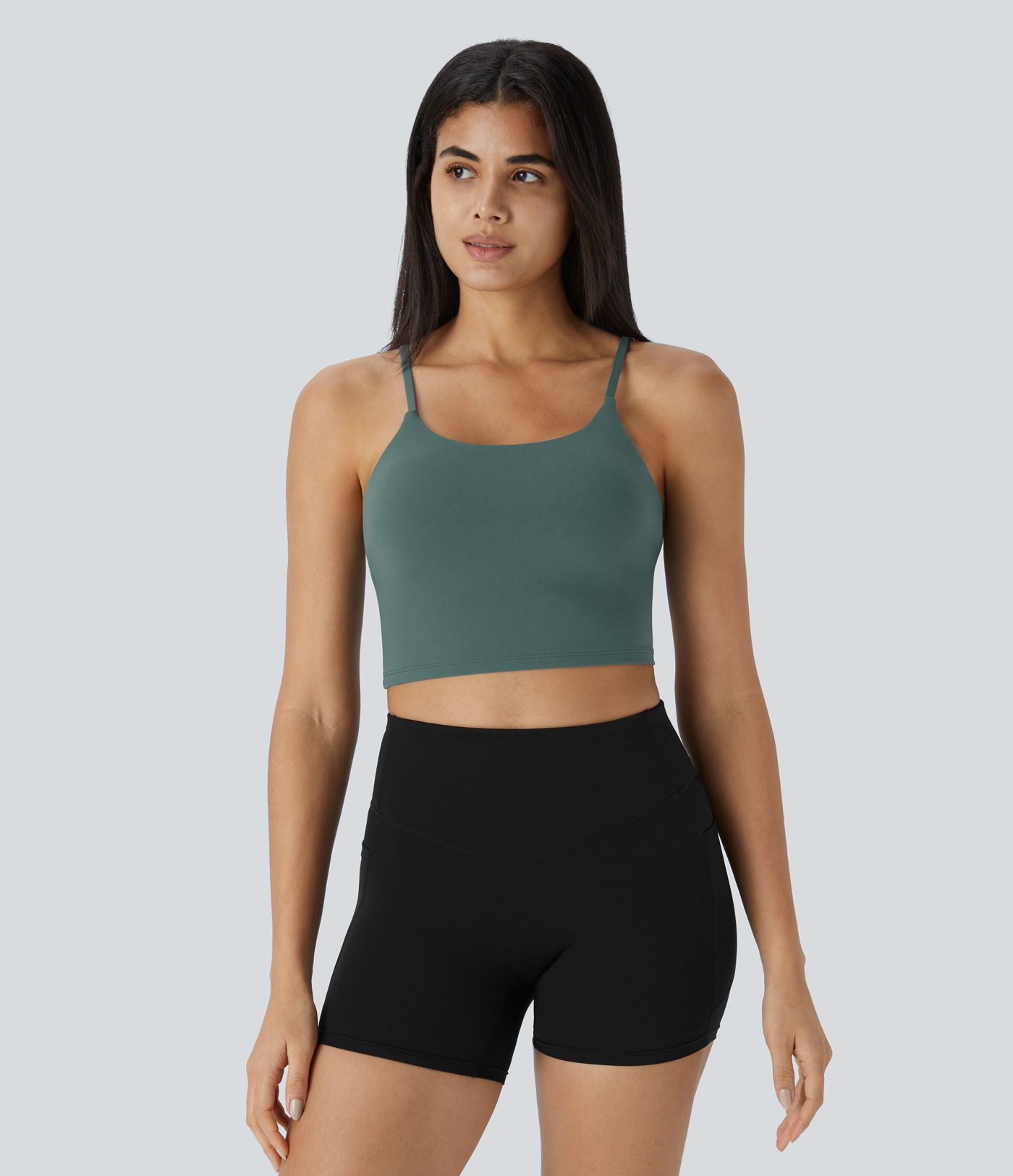 Basic Padded Workout Cropped Tank Vest Top