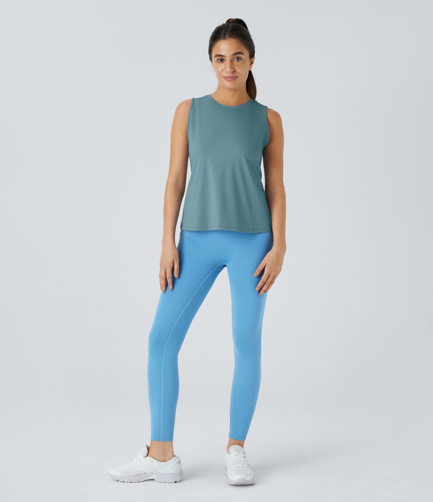 Cut Out Crossover Hem Solid Yoga Tank Top