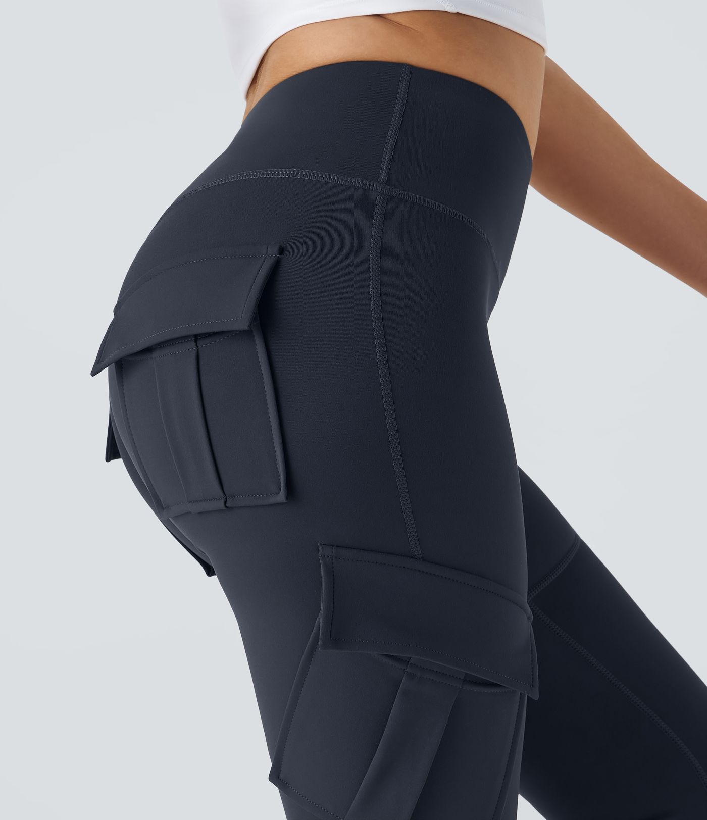 High Waisted Cargo Skinny Yoga Women Leggings with pockets