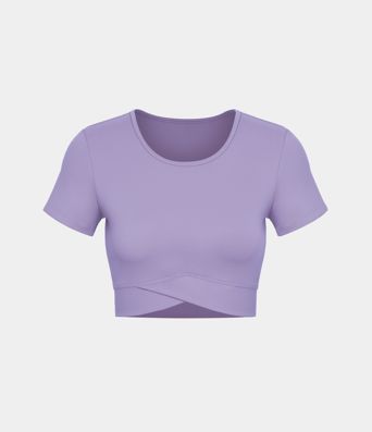 SoftlyZero™ Plush Crossover Hem Cropped Sports Top