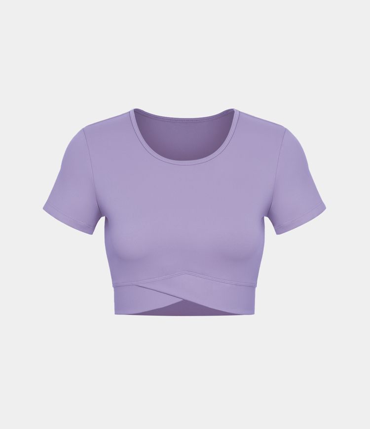 SoftlyZero™ Plush Crossover Hem Cropped Sports Top