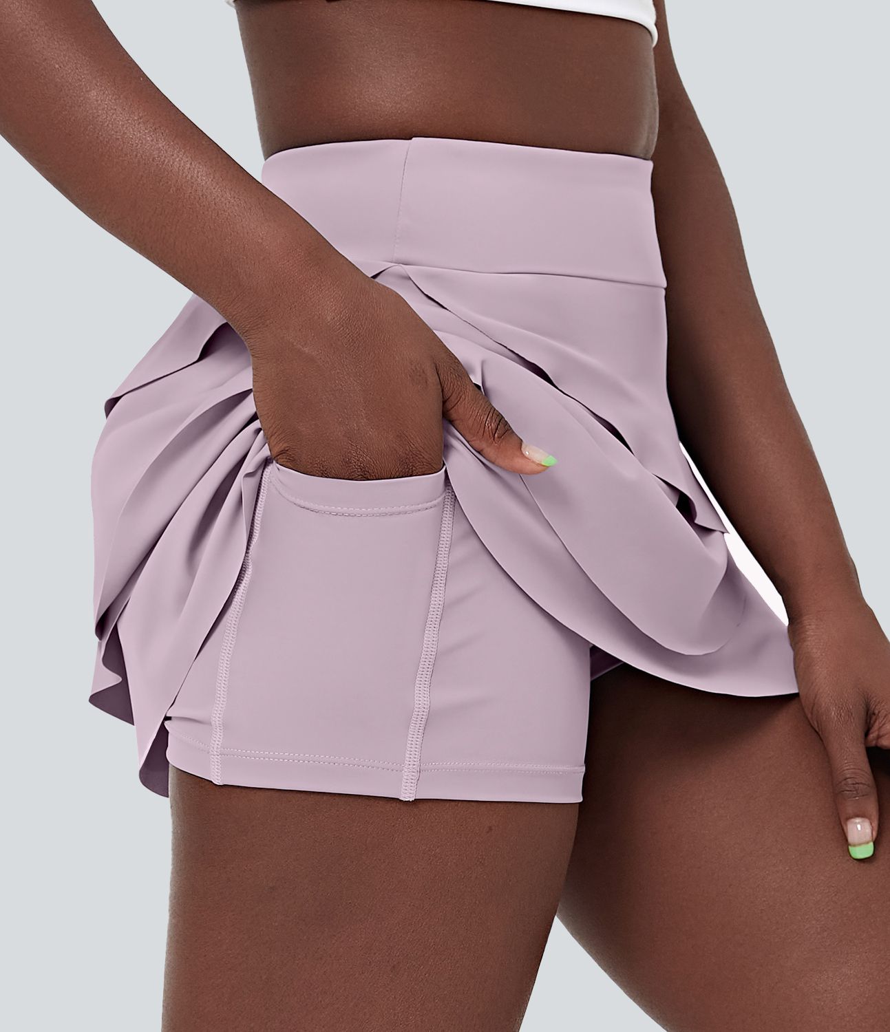 Falda de golf con pétalos escalonados y bolsillo de talle alto 2 en 1 