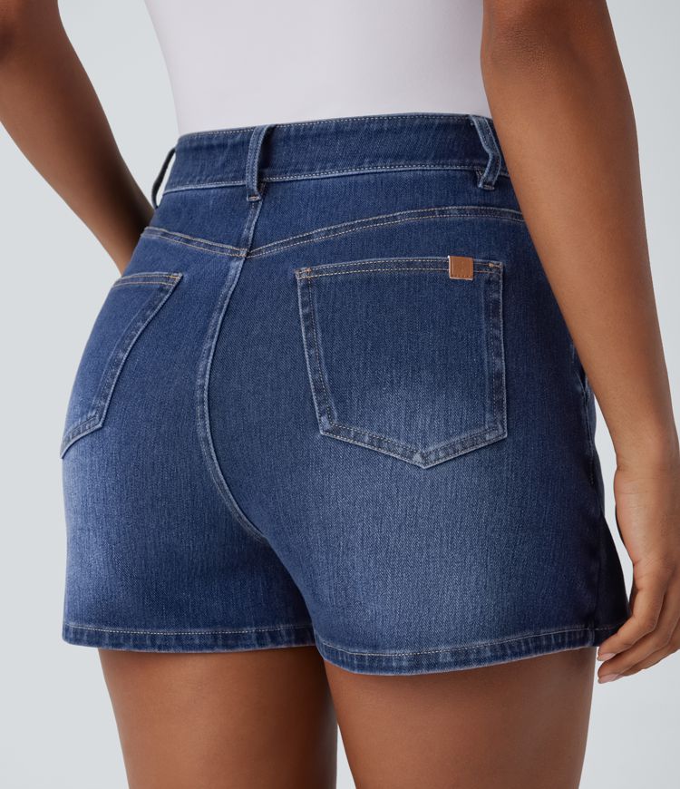 Halara Flex™ High Waisted Pockets Wrapped Washed Denim Casual Skort
