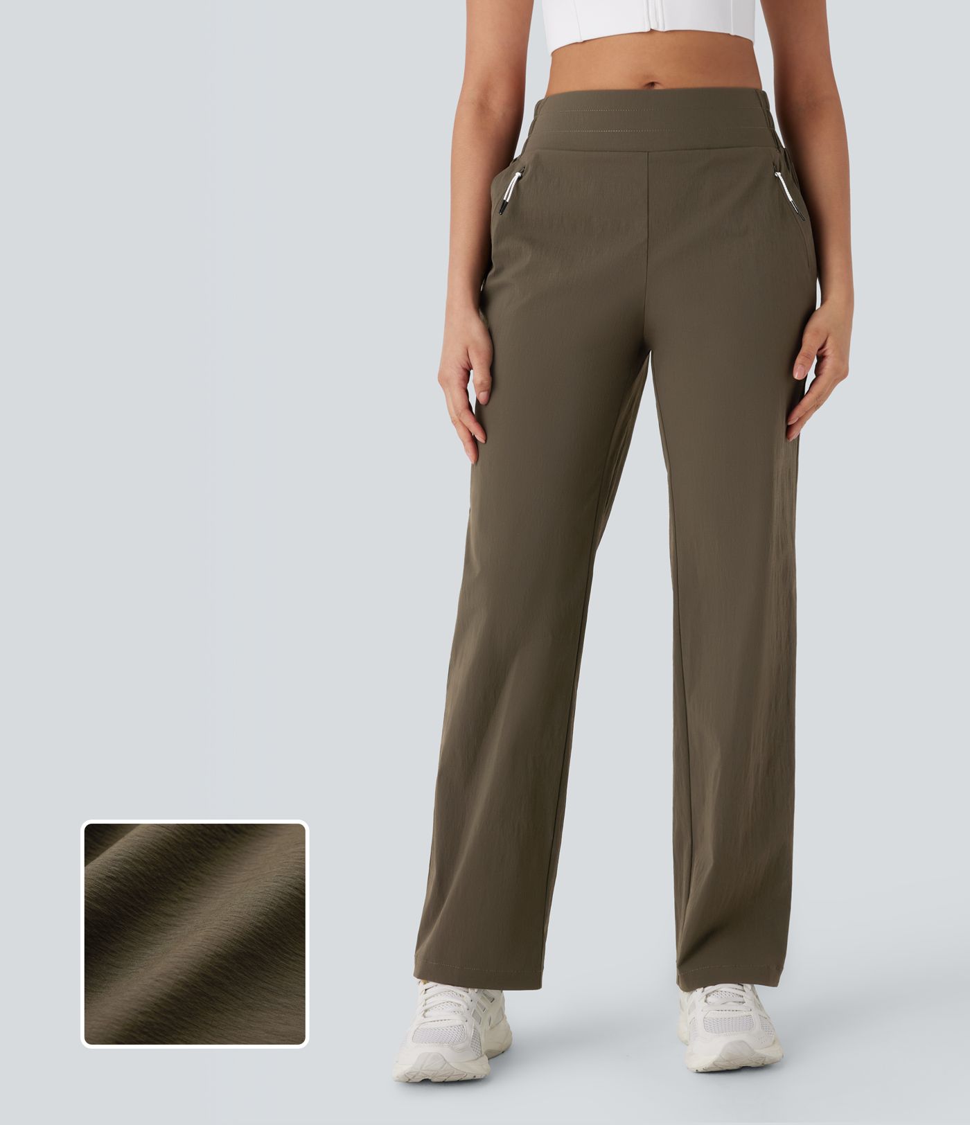 Wear-Resistant Mid Rise Side Pocket Straight Leg Dance Trousers