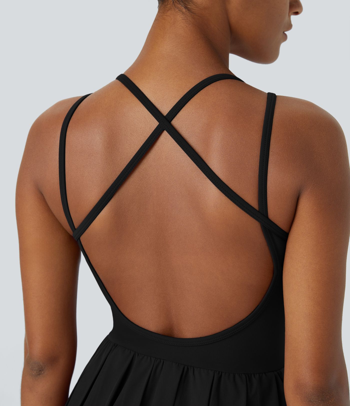 Breezeful™ Robe Sport Mini à Séchage Rapide Plissée et Dos Nu 2-en-1 avec Poches