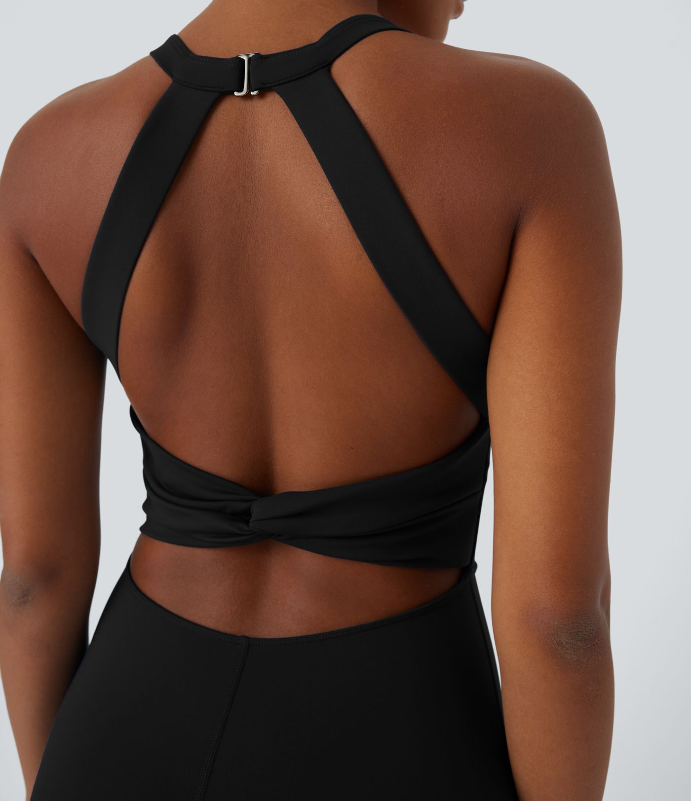 Softlyzero™ Airy U넥 G 후크 백리스 트위스트 백 쿨 터치 요가 스키니 점프수트 