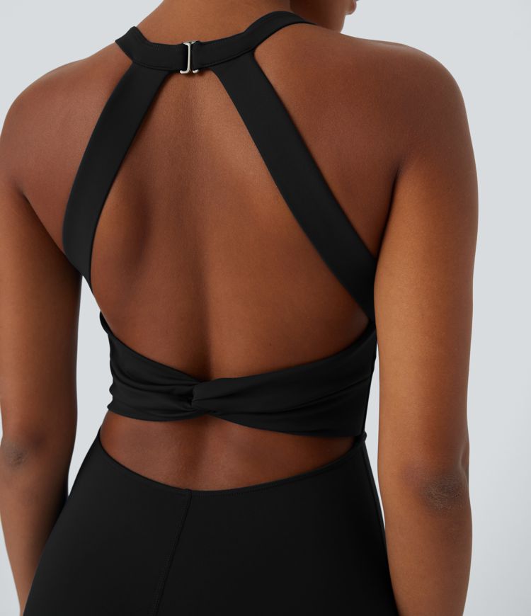 SoftlyZero™ Airy U Neck G-Hook Back Cool Touch Yoga Skinny Jumpsuit-UPF50+