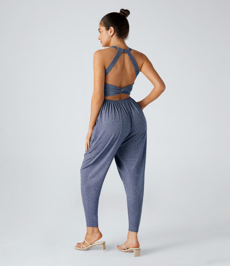 U Neck Pocket Harem Casual Jumpsuit-Easy Peezy Edition