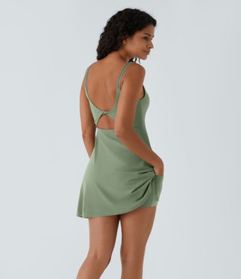 SoftlyZero™ Plush Double Straps 2-Piece Pocket Slip Dance Active Dress A-C Cups