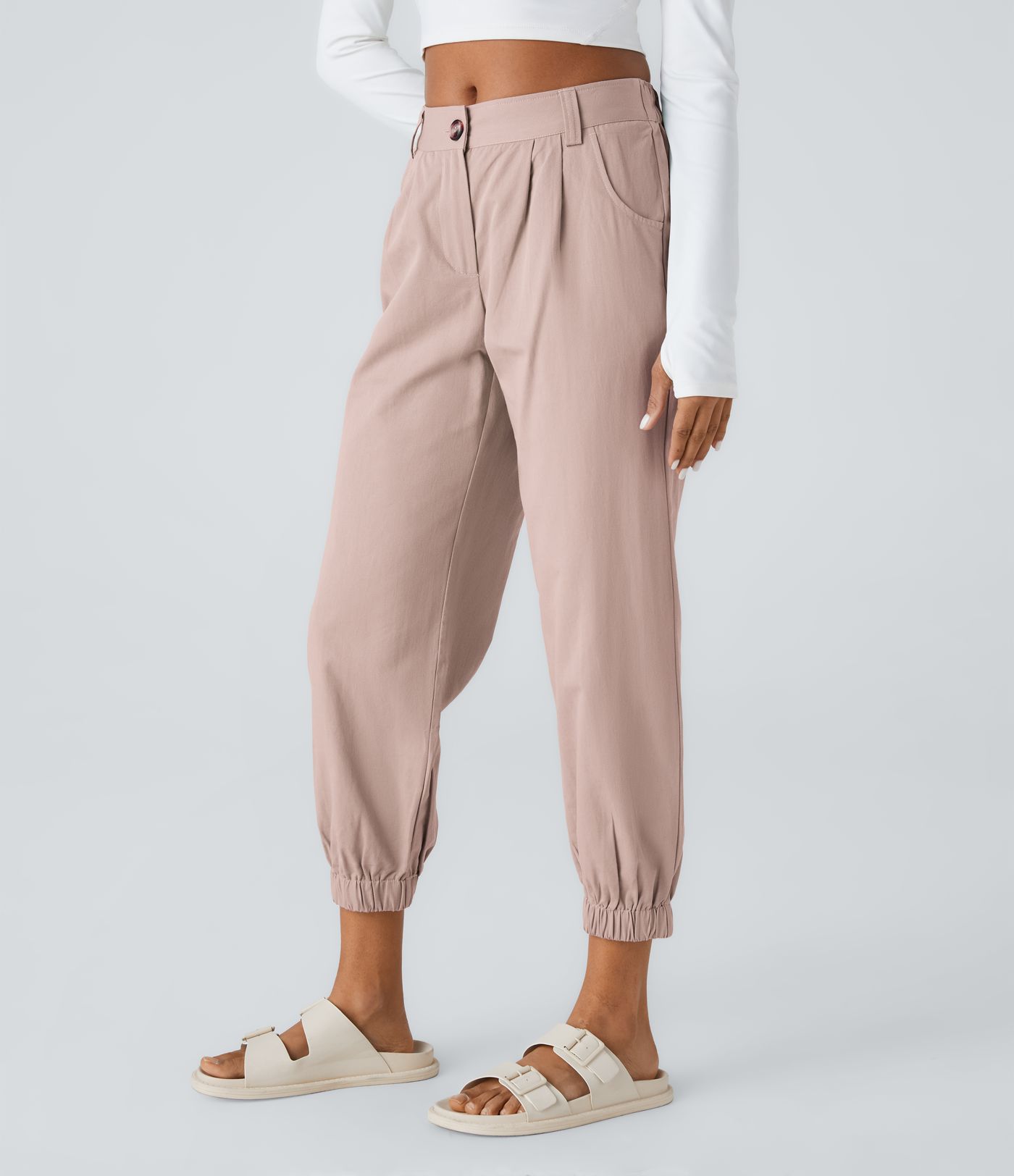 Mid Rise Casual Cotton Joggers with Pockets