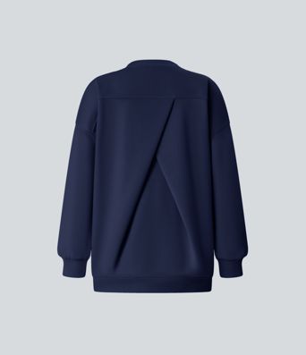 Sweat-shirt déstructuré en polaire oversize à manches longues et rondes avec poche