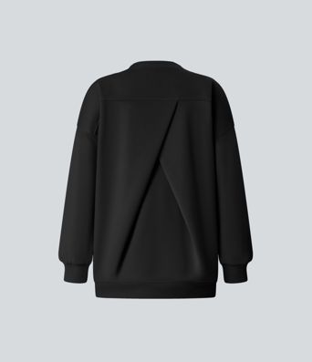 Sweat-shirt décontracté en polaire, col rond, manches longues, poches latérales, coupe oversize