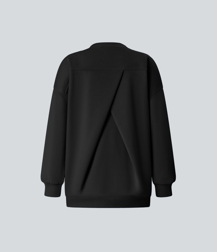 Sweat-shirt décontracté en polaire, col rond, manches longues, poches latérales, coupe oversize