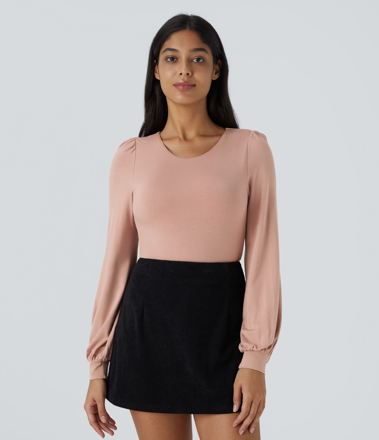 Round neck long sleeve button casual bodysuit