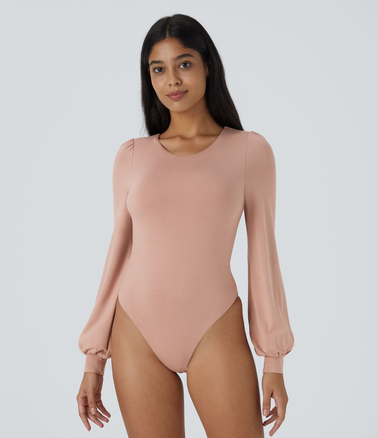 Round neck long sleeve button casual bodysuit