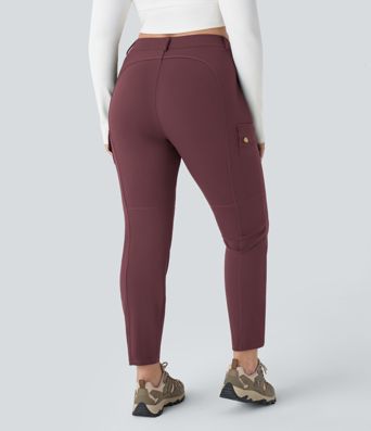 DayStretch High Waisted Zipper Pockets Solid Slim Hiking Plus Size Cargo Pants