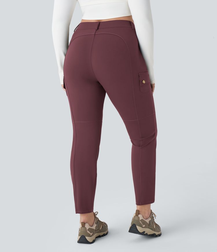 DayStretch High Waisted Zipper Pockets Solid Slim Hiking Plus Size Cargo Pants