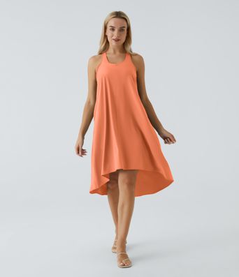 Breezeful™ RacerPocket High Low Flowy Midi Quick Dry Casual Dress Breezeful™ RacerPocket High Low Flowy Midi Quick Dry Casual Dress