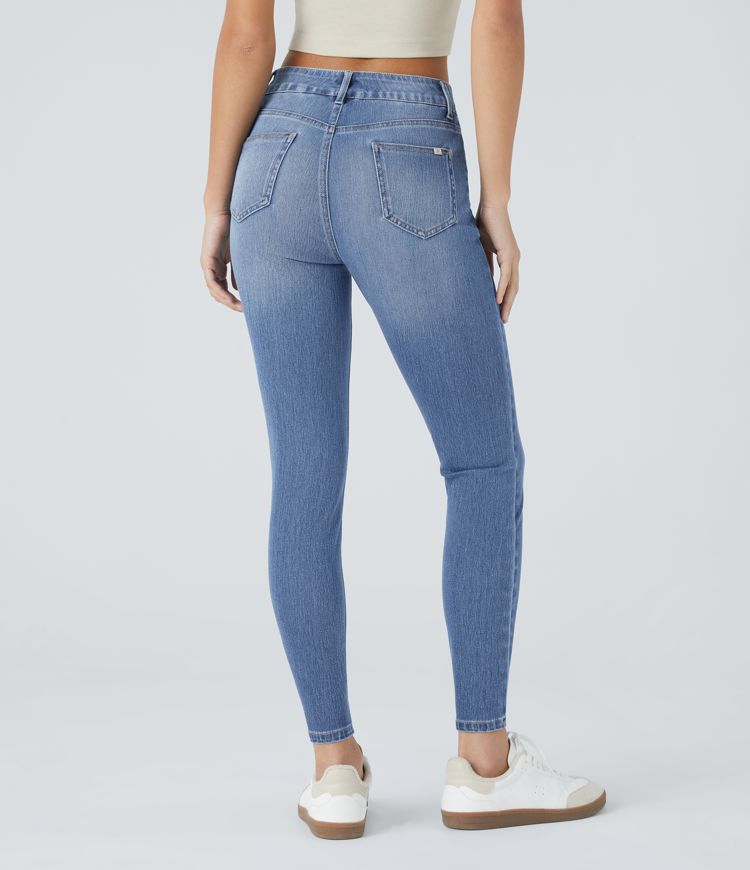 Halara Flex™ Mid Rise Pull On Multiple Pockets Stretchy Knit Casual Skinny Jeans