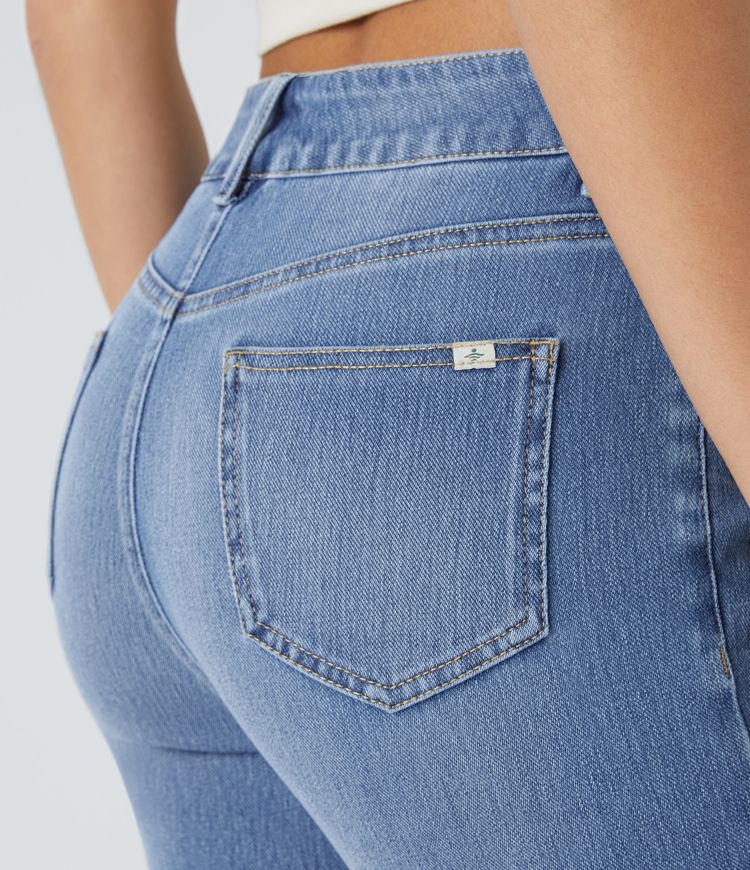 Jean skinny décontracté HalaraFlex™ à taille moyenne, poches multiples et tissu extensible