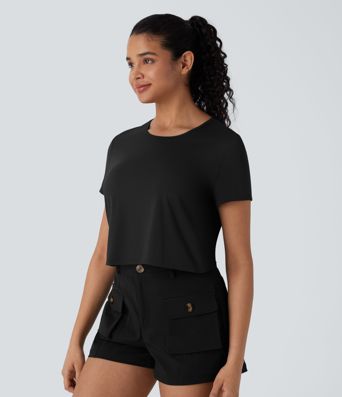 Cut Out Cropped Hiking Sports Top-UPF40+